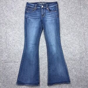 American Eagle Jeans Womens 10 Blue Boho Artist Flared Boot Cut Stretch Denim